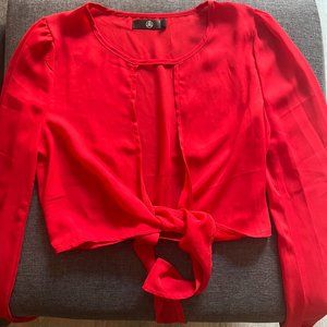 Missguided Long Sleeve Cut Out Top in Red Size US 0